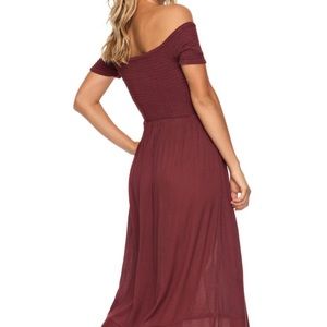 Roxy Pretty Lovers off the shoulder Midi Dress